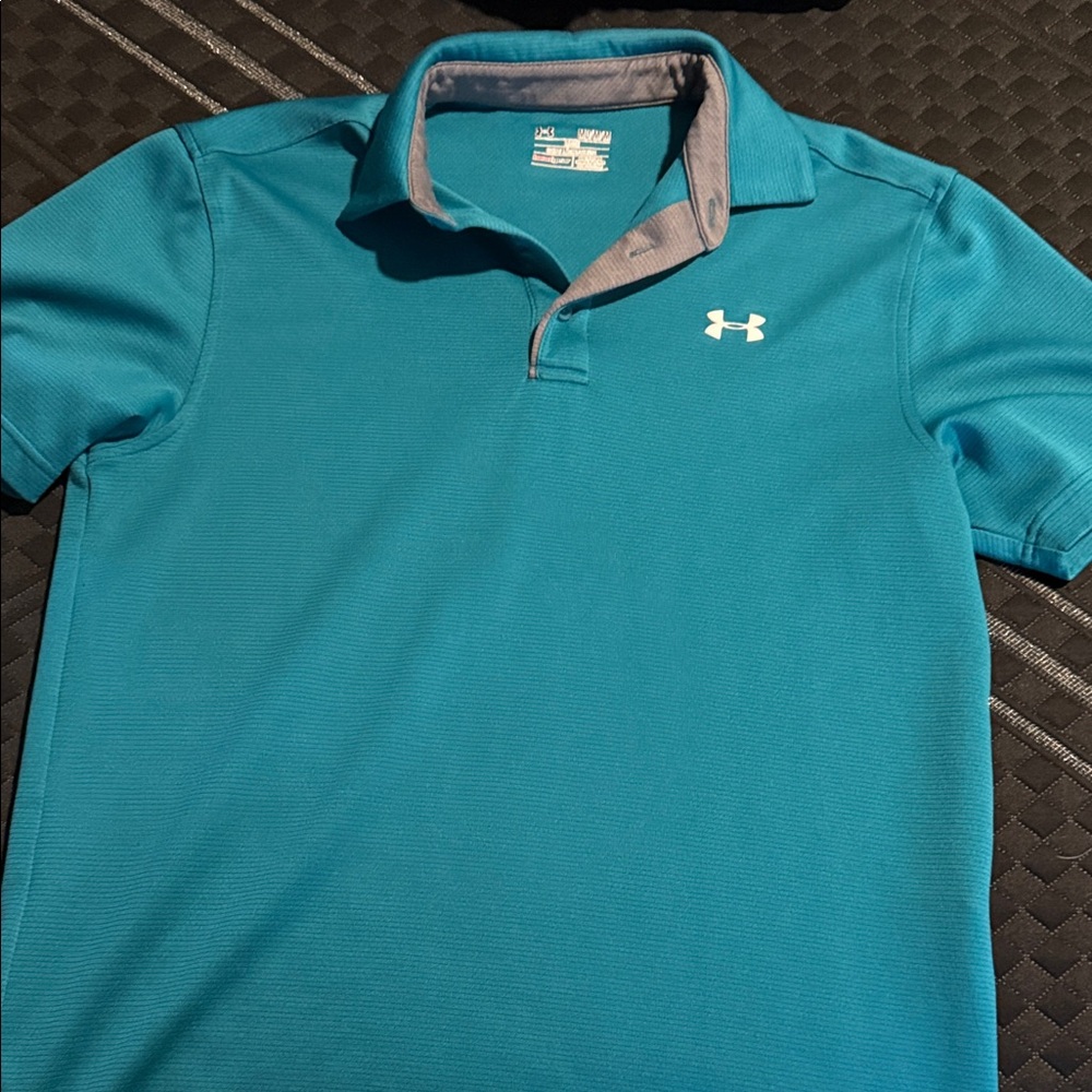 Under Armour Men's Teal Blue Performance Polo with Contrast Trim